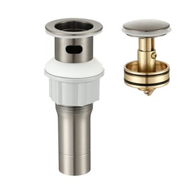 Shile Grey Bathroom Sink Drain with Overflow SUS304 Stainless Steel Pop Up Sink Stopper with Detachable Basket Stopper Anti-Clogging Function