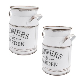 GANAZONO 2pcs Wrought Iron Arrangement French Retro Milk Can French Style Vase Arrangement Vase Farmhouse Metal Arrangement Bucket Galvanized Sheet Old Fashioned