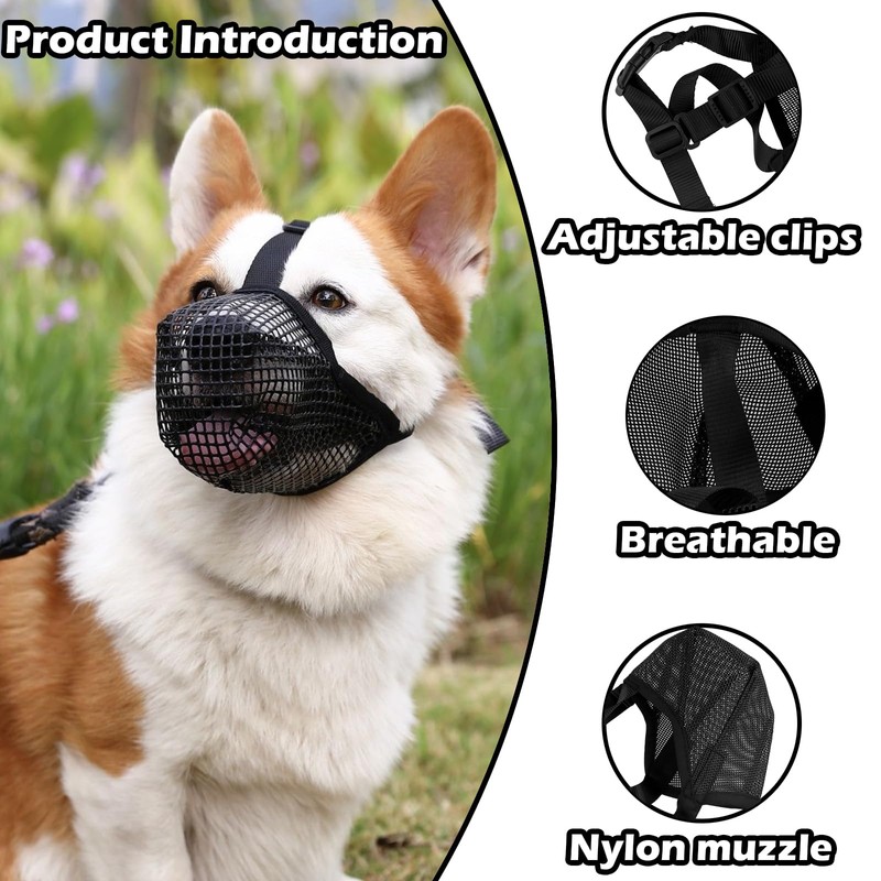 Amexo Muzzle for Dogs, Soft Mesh Muzzle for Small, Medium