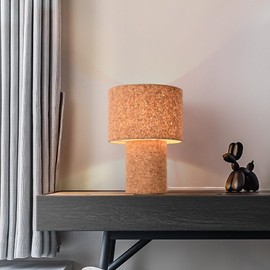 Ziqqeelam Rustic Small Table Lamp with Natural Bark Linen Lamp Shape, Farmhouse Bedside Lamp for Nightstand, Side Table Lamp for Kitchen, Office, Reading Desk, 12.2 Inch, E26 Socket, ON/Off Switch