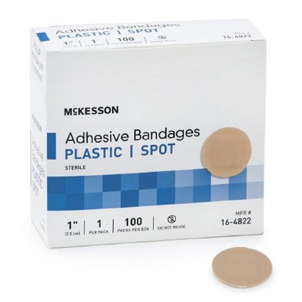 MCK48222000 - Mckesson Brand Adhesive Spot Bandage McKesson 1 Inch Diameter Plastic Round Tan Sterile