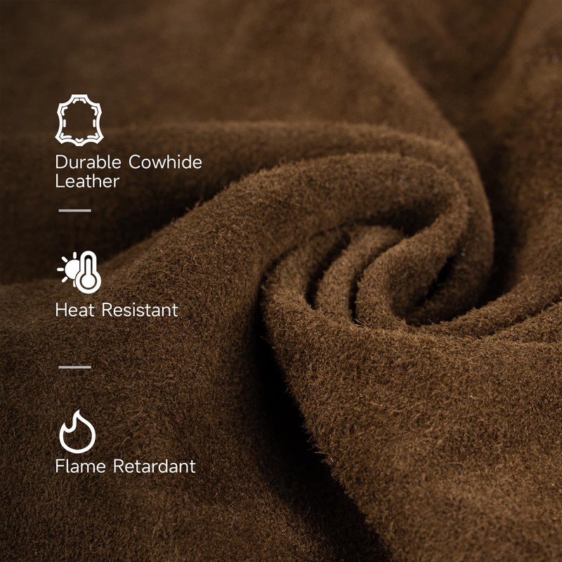 YESWELDER Leather Welding Apron with Sleeve and 6 Pockets, Heat