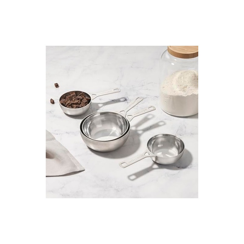 Le Creuset Batch-Baking Measuring Cups, Stainless Steel, Set of 4