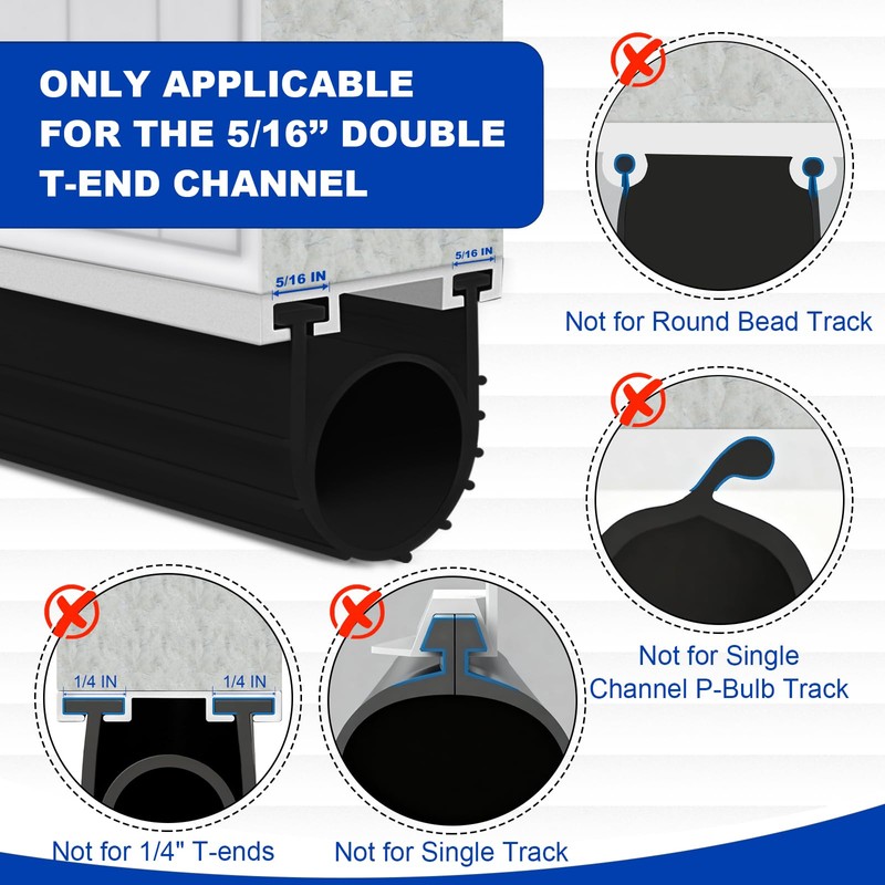 DGSL Garage Door Seals Bottom Rubber Weather Stripping Kit Seal