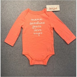 Cat & Jack Baby Girls Bodysuit Orange Pink Mama Sunshine Peace Size 6-9M NWT