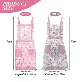 CQQNIU 2 Pieces Floral Aprons, Waterproof Aprons, Kitchen Aprons, Gardening Aprons, Adjustable Aprons