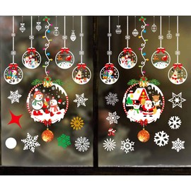 Christmas Window Stickers, Reusable Christmas Decorations, Window Clings for Christmas Decor, Party Supplies, Mirrors, Shop Window (Santa)