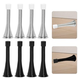 8 Pcs Spring Door Stops for Wall,Door Stoppers for Bottom of Door,Flexible Spring Wall Door Stop,Wall Mounted Spring Doorstops for Inside Doors(Black and Silver)