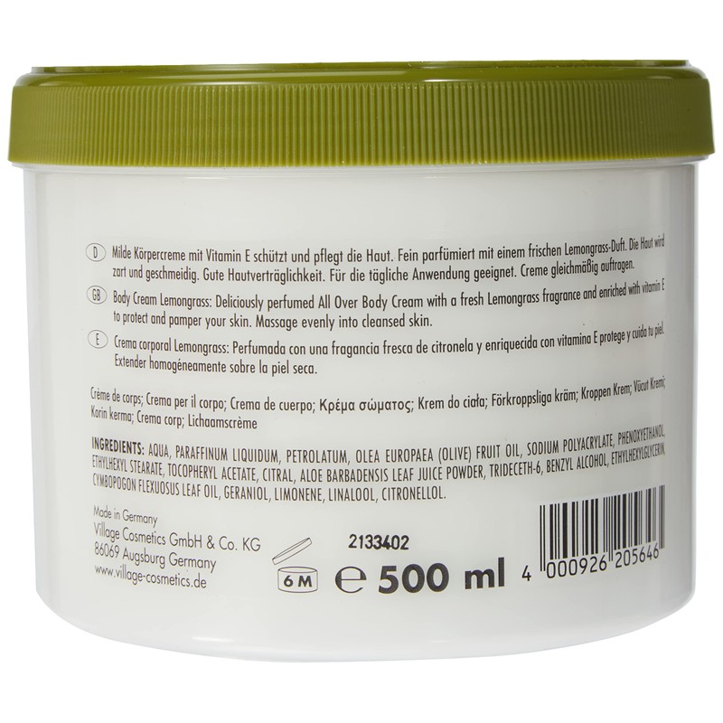 Village Vitamin E & Lemongrass All Over Body Cream, 500