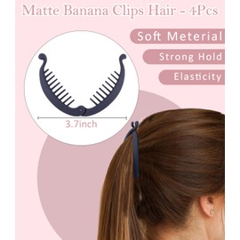 Hapdoo 4PCS Small Banana Clips Hair, Mini Matte Banana Hair Clips for Women Girls, Cute Strong Hold Ponytail Bun Holder, Hair Jaw Clips Barrettes Styling Accessories for Thin Hair
