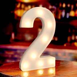 Marquee Numbers, Light Up Numbers for Party, Lighted Number 2, Battery Powered Led Birthday Number, Light Up Sign for Birthday Party 2025 Gradutaion New Year Anniversary Baby Shower Bedroom Wall Decor