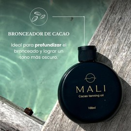 Bronceador Mali Ingredientes 100% Naturales, Aceite a base de Cacao Para un Bronceado Intenso Hidratante, para pieles delicadas Libre de químicos 100ml