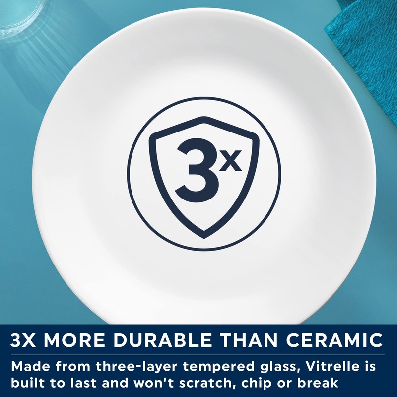 Corelle Dinnerware Set, 12-Piece, Linen Weave, Tempered Glass, Dinner Plates,