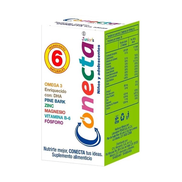 Vitaminas Niños Conecta Junior´s, Mejor Concentración 60 Tab Sabor Sin