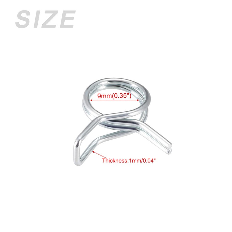 METALLIXITY 10pcs Spring Hose Clamps (9mm) Double Wire Spring Steel