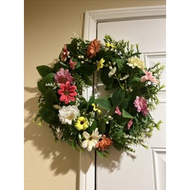 Unbranded 15inch Artificial Hydrangea Wreath Front Door Spring Rainbow Flower Garland Home