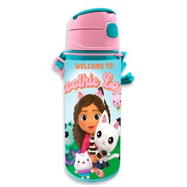 Gabby's Doll House Reusable Bottle, Gabby Bottle, Durable Aluminium Design, Water Bottle for Girls, Travel Bottle with Handle, Capacity 600 ml