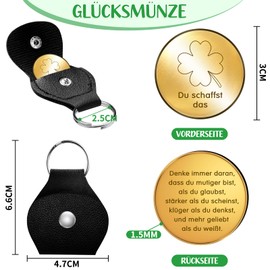 Dato Dalla Natura Du Schaffst Das Glücksbringer Gold, 2024 Courage Children's Gift, Lucky Charm First Day at School Exam, Encouragement Lucky Charm, Small, Gift for Women and Men