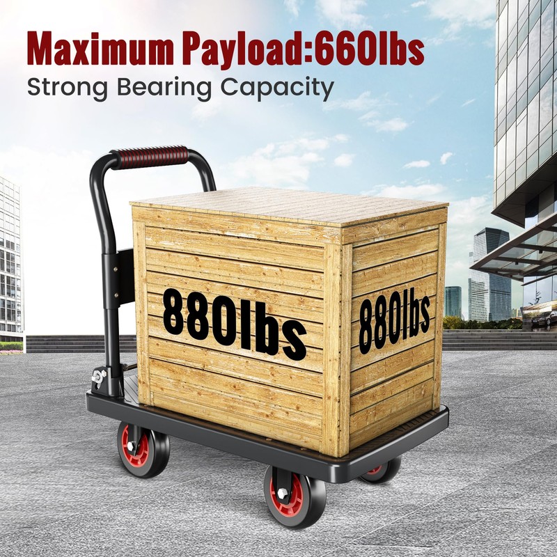TIDY PALM Upgraded Foldable Push Cart Dolly | 880 lbs.