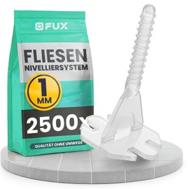 FUX Tile Levelling System 1 mm, Pack of 2500 Thread Tabs, Joint Width 1 mm, Tile Laying Aid for Tile Thickness 3-17 mm, Made in Germany