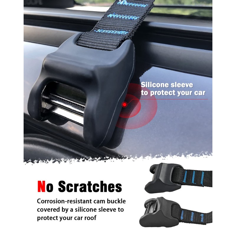 WONITAGO Premium 'No Scratch' Silicon Tie Down Cam Straps for