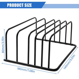 Chopping Board Holder, Pot Lid Holder with 5 Compartments for Kitchen Cabinet, Cutting Board Holder and Pans Organiser for 1.3-2.7 cm Baking Trays, Lids, Chopping Boards and Kitchen Utensils, Black
