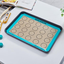 GUYDREMAT 2PCs Half Sheet Silicone Baking Mat Kit - Non Stick Food Grade Macaron Baking Mat - Reusable Easy Cleaning Oven Baking Mat for Macaron - 16 1/2” x 11 5/8”