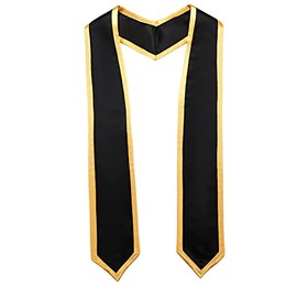 Ftyfty Unisex Adult Graduation Honor Stole Classic End With Trim 72" Long (72" Long, Black + Gold Trim)