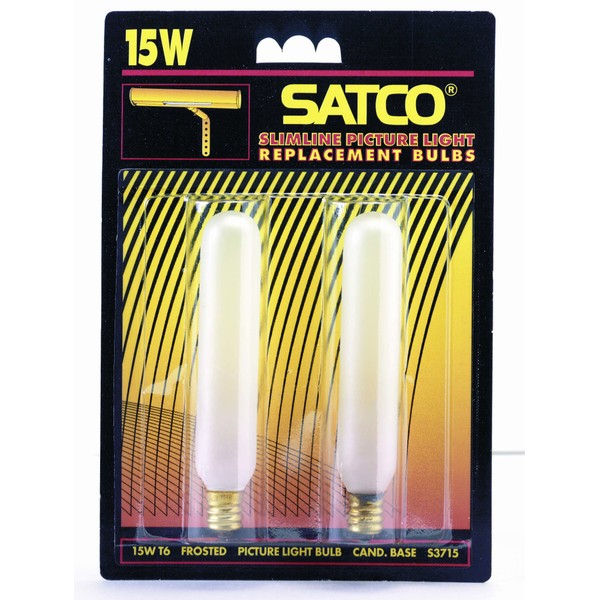Satco S3715 120V Candelabra Base 15-Watt T6 Switchboard Bulb, Frosted