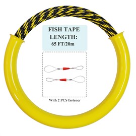 Aewio 20m/65FT Fish Tape with Collection Tube Electrical Wire Threader Wire Puller Wire Running Kit for Pulling Wire Line (20m Yellow+Black with Collection Tube)