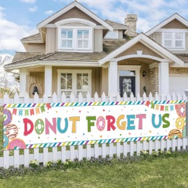 HunnmingRe Donut Forget Us Banner Colleague Going Away Party Decorations Donut Farewell Retirement Party Decor for Coworker Employee Friend Leaving Decorations Yard Indoor Outdoor Goodbye Supplies
