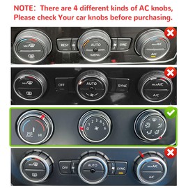 Auovo Air Conditioning Knob Trims Compatible with Jetta Atlas Taos Golf R Passat Aluminum Alloy AC Climate Control Knob Rings Radio Volume Button Knob Covers Car Interior Accessories (Blue)
