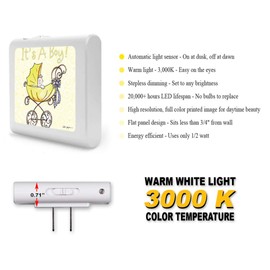 Plug in Dimmable LED Night Light with Dusk to Dawn Auto Sensor, Adjustable Brightness, Warm Light, Auto On-Off Nightlight for Bathroom, Hallway, Nursery, Bedrooms - It's A Boy - Carriage
