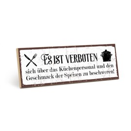 TypeStoff HS-00387 Wooden Sign with Saying - Kitchen Staff and Taste - Vintage Look with Quote as a Gift and Decoration on the Theme of Kitchen and Cooking