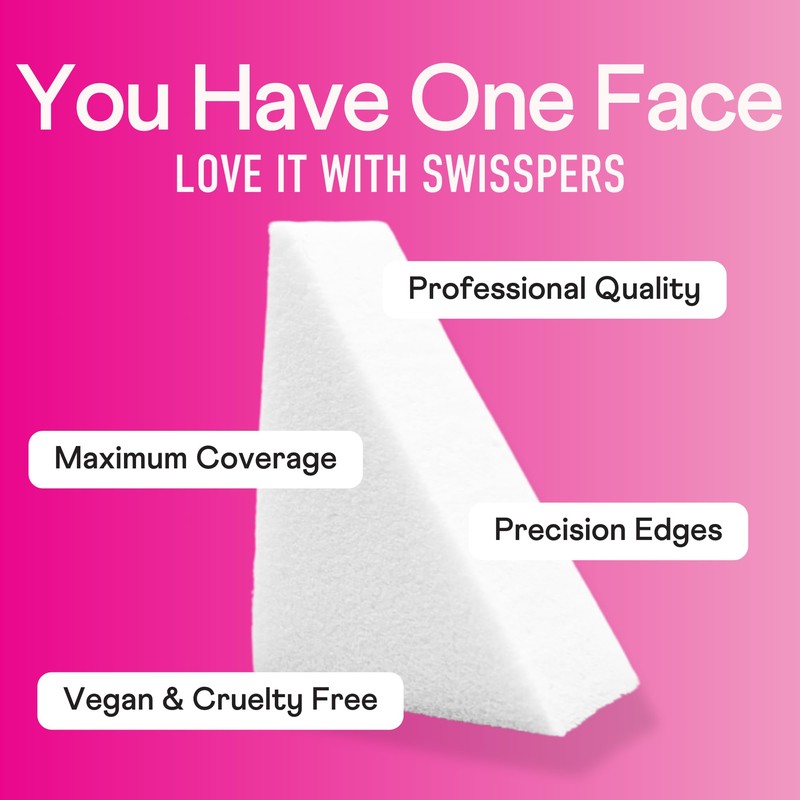 Swisspers Premium Pro Cosmetic Wedges, Latex-Free Makeup Wedge, Jumbo Size,