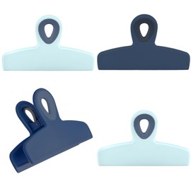 Clips para bolsa de cocina con color, 4 clips grandes de alta resistencia para almacenamiento de alimentos con agarre hermético para bolsas de aperitivos y bolsas de alimentos, clips de comida jumbo (azul degradado)