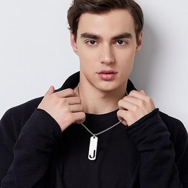 MTINEAPS Sterling Silver Necklace Initial Necklaces for Men Silver Chain Pendant Necklace Jewelry Birthday Gifts for Men Him Boyfriend (M)