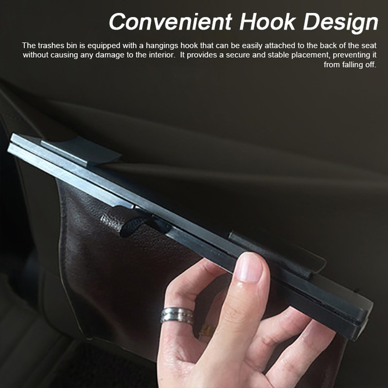 Leather Car Garbage Can Foldable Rear Seat Trashes Can Large