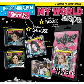 aespa MY WORLD 3rd Mini Album SMini Version Cover+NFC card+Keyring ball chain+Photocard+Tracking Sealed (SET(KARINA+WINTER+GISELLE+NINGNING))
