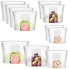 8-Pack Reusable Silicone Food Storage Bags, 100% Silicone Stand-Up Wide-Open