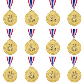 Abaokai 12 Pieces Soccer Medals for Awards for Kids and Adults, Gold Award Medals Set - Metal Olympic Style for Kid’s Sports Soccer Games and Prizes Awards, Party Favors, 2 Inches