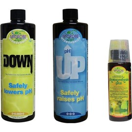 Microbe Life Hydroponics pH Control Kit with pH Up & ph Down Liquid for pH Stability, 16 Ounce Bottles, with 4 Ounce Sample of Premium Photosynthesis Plus Liquid Nutrients