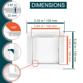 ECOPRO VENT 4" x 4" White Plastic Access Panel. Service Shaft Door Panel. Plumbing, Electricity, Heating, Alarm Wall Access Panel for Drywall. Bathroom Services Access Hole Cover.