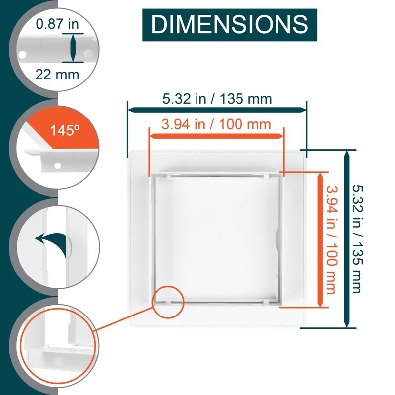 ECOPRO VENT 4" x 4" White Plastic Access Panel. Service