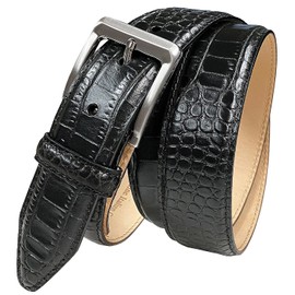 Grove Genuine Italian Leather Dress Belt-Alligator Black-40-Black