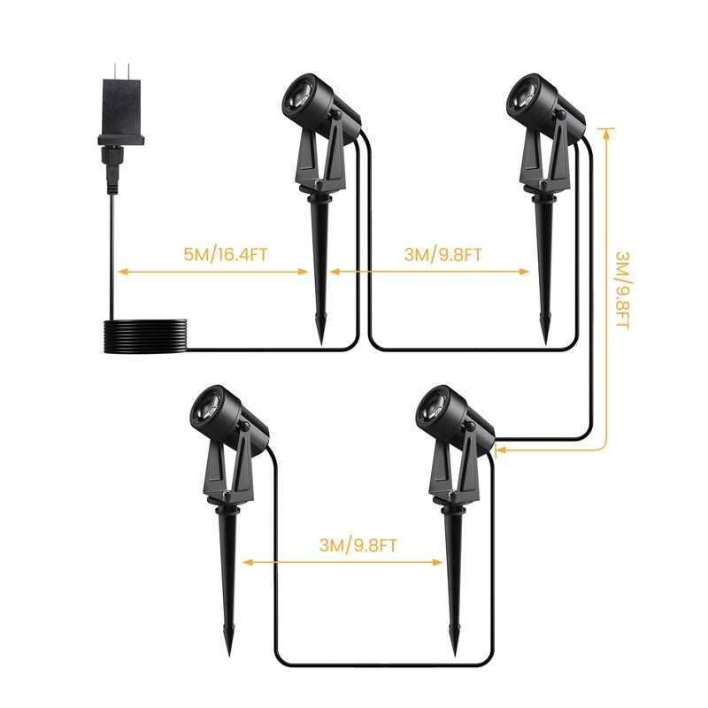 Pogestrand Low Voltage Landscape Lighting,4 Pack Outdoor LED Landscape Spotlights