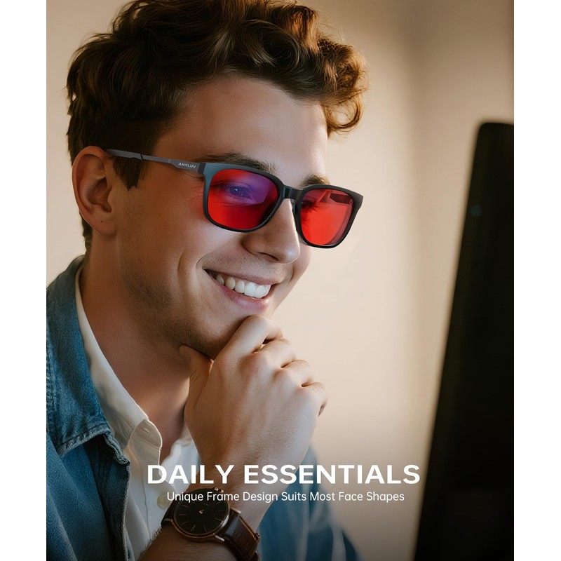 ANYLUV Blue Light Glasses for Men, Computer Gaming Glasses, Stylish