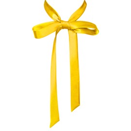 Mantieqingway Bow Tie for Women, Satin Ribbon Girls Self-tie Bowtie for Uniform, School, Wedding, Cosplay, T-shirt Accessory (Yellow)