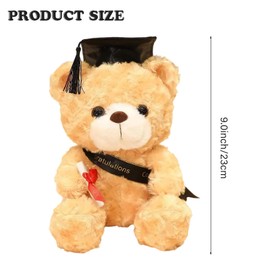 Joyesplay Teddy Bear, Graduation Bear, Bachelor Gift, 23 cm Teddy Graduation Gift with Graduation Hat, Lucky Charm, Graduation for Bachelor Graduation, Passed Exam Gift (Black)
