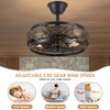 SHIHOT 18" Black Caged Ceiling Fan with Lights, Bladeless Industrial